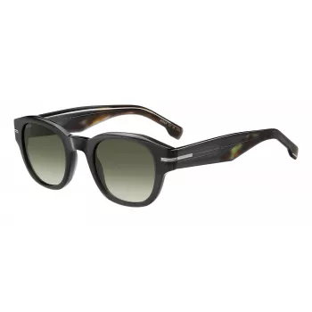 HUGO BOSS BLACK BOSS1717SKB7 Vyriški Akiniai nuo Saulės - Acetato Rėmelis, Pilki Polikarbonato Lęšiai, UV400 Apsauga