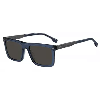 HUGO BOSS BLACK BOSS1765GSPJP Vyriški stačiakampiai akiniai nuo saulės - juodas rėmelis, pilki lęšiai, 55/18/150 mm