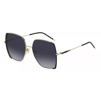 HUGO BOSS BLACK Moteriški Akiniai Nuo Saulės BOSS1707SRHL - Kvadratinis Acetatinis Rėmelis, Pilki Polikarbonatiniai Lęšiai, UV400 Apsauga, 58 mm Lęšio Plotis