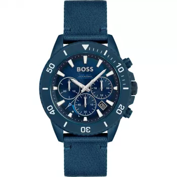 HUGO BOSS Vyriškas laikrodis 1513919 46 mm Nerūdijančio plieno korpusas Juodas silikoninis dirželis Chronografas Kvarcinis