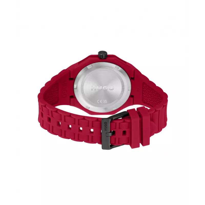 HUGO Men's Velocity Chronograph kvarcinis laikrodis 42 mm nerūdijančio plieno korpusas juodas silikoninis dirželis 1530328