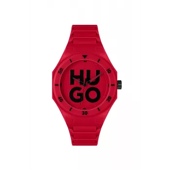 HUGO Vyriškas Chronografo Kvarco Laikrodis Velocity 42mm Nerūdijančio Plieno Korpusas Juodas Silikoninis Dirželis 1530328
