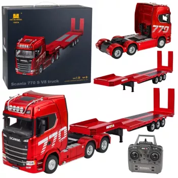 HUINA 32330 Scania 770S vilkikas su puspriekabe nuotolinio valdymo raudonas 1:18