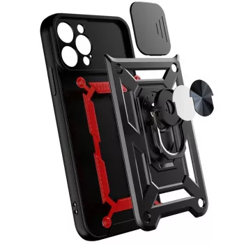 Hurtel Hybrid Armor Camshield Case for Huawei nova Y90 Armored Case with Camera Cover Black