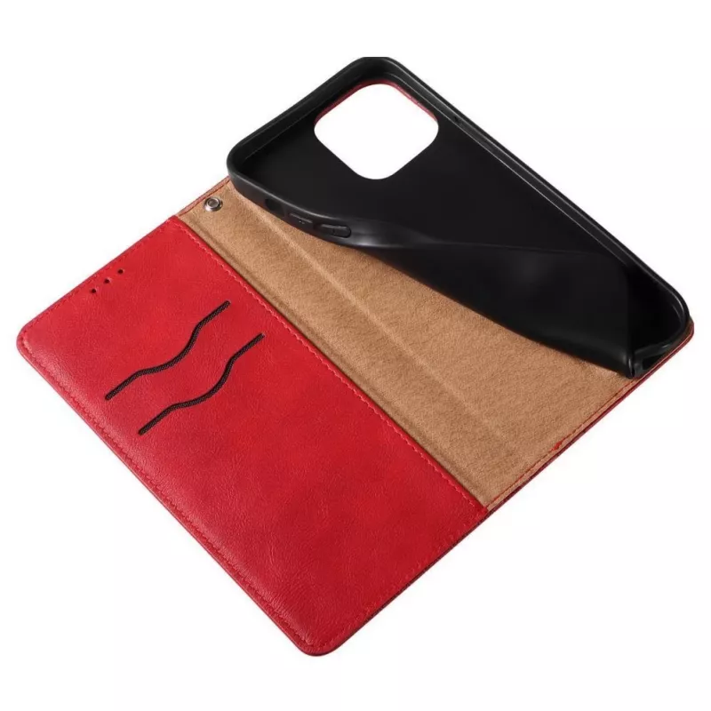 Hurtel Magnet Strap Case, skirtas iPhone 13 Pro Max – Dėklas su pinigine, nuimamu dirželiu ir pakabuku – Raudona