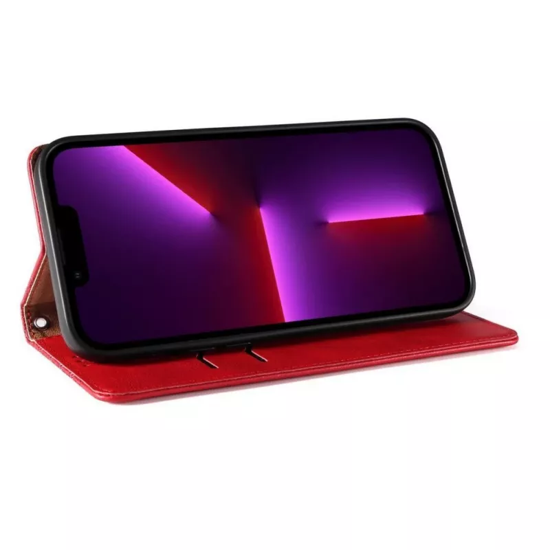 Hurtel Magnet Strap Case, skirtas iPhone 13 Pro Max – Dėklas su pinigine, nuimamu dirželiu ir pakabuku – Raudona