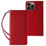 Hurtel Magnet Strap Case, skirtas iPhone 13 Pro Max – Dėklas su pinigine, nuimamu dirželiu ir pakabuku – Raudona