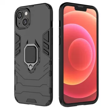 Hurtel Ring Armor Dėklas iPhone 14 Plus, Šarvuotas Dangtelis su Magnetiniu Laikikliu ir Žiedu, Juodas