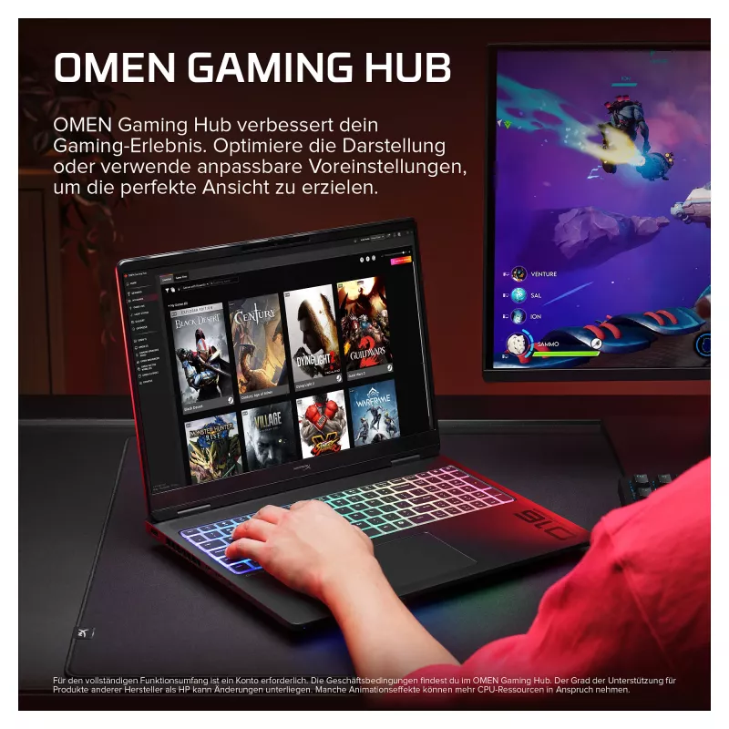 HyperX OMEN 16-ak1091ng žaidimų nešiojamasis kompiuteris, 16 colių, AMD Ryzen AI 9 HX 475, 32GB RAM, 1TB SSD, NVIDIA GeForce RTX 5080, Windows 11 Home