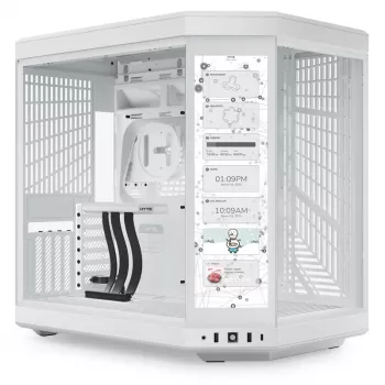 HYTE Y70 Touch vidutinio dydžio korpusas, baltas, 14,1 inch LCD jutiklinis ekranas, grūdintas stiklas, E-ATX/ATX/mATX/Mini-ITX