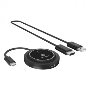 Icy Box IB-WL101 belaidis HDMI siųstuvo-imtuvo rinkinys – USB-C į HDMI, Full HD 1080p, 30 m veikimo nuotolis, juodos spalvos