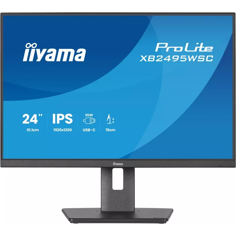 IIYAMA ProLite XB2495WSC-B1 24.1 colio WUXGA IPS 100Hz monitorius su USB-C stotele, aukščio reguliavimu, VESA, garsiakalbiais
