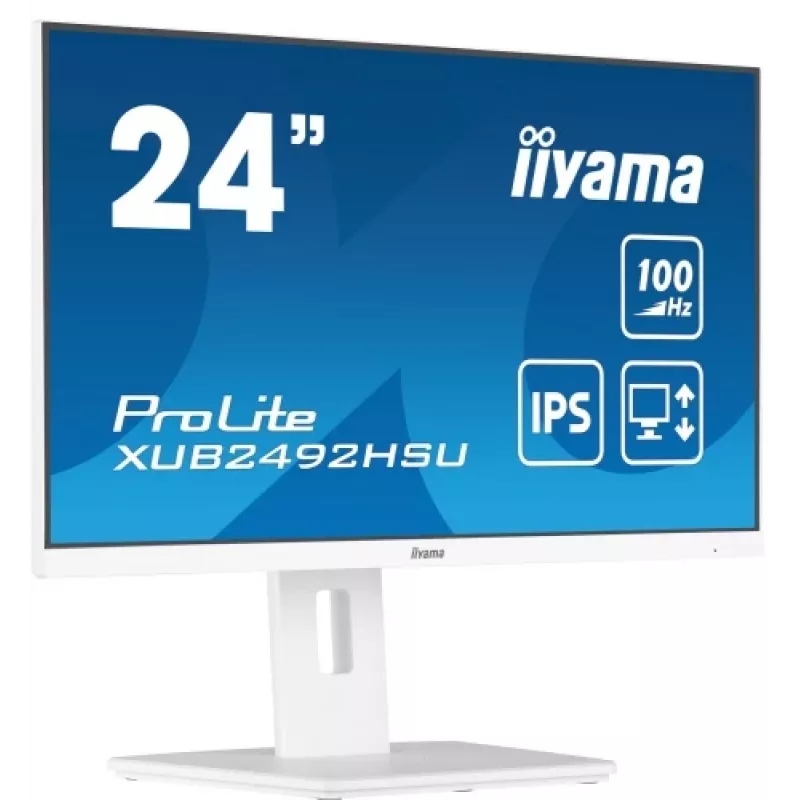 iiyama ProLite XUB2492HSU-W6 24 inch IPS Full HD 100Hz monitoris su USB hub, 0.4ms, baltas