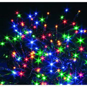 iLike 100 LED daugiaspalvės girliandos su žaliu laidu 3m
