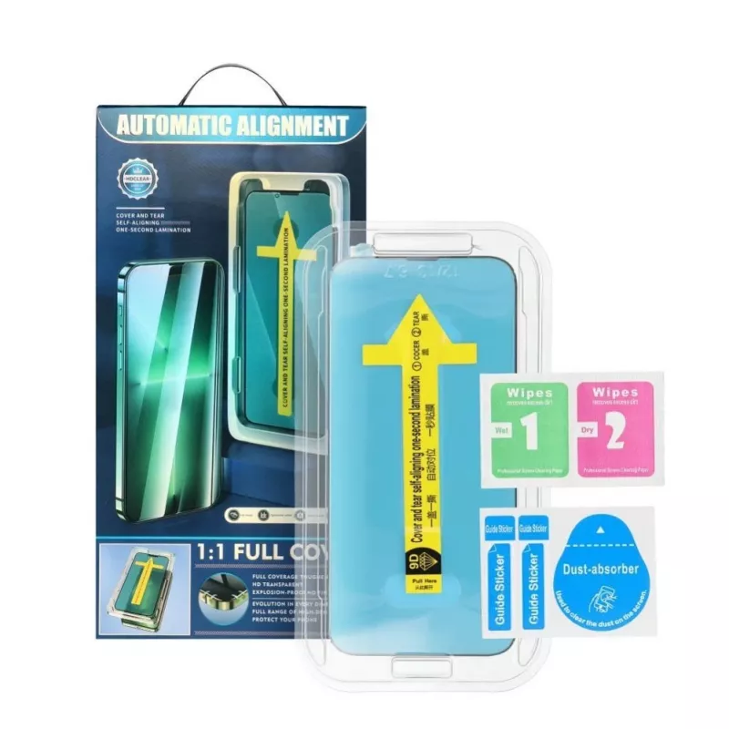 iLike Apple 5D Full Glue Tempered Glass iPhone 13 / 13 Pro / 14 Juodas + Aplikatorius