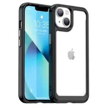 iLike Apple iPhone 14 Hard Cover with Gel Frame Transparent Black