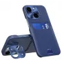 iLike Apple iPhone 14 Leather Stand Case Card Wallet with Stand Blue