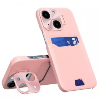 iLike Apple iPhone 14 Leather Stand Case Cover Card Wallet with Stand Pink