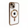 iLike Apple iPhone 15 elektroplakuotas TPU dėklas su MagSafe, permatomas auksinis