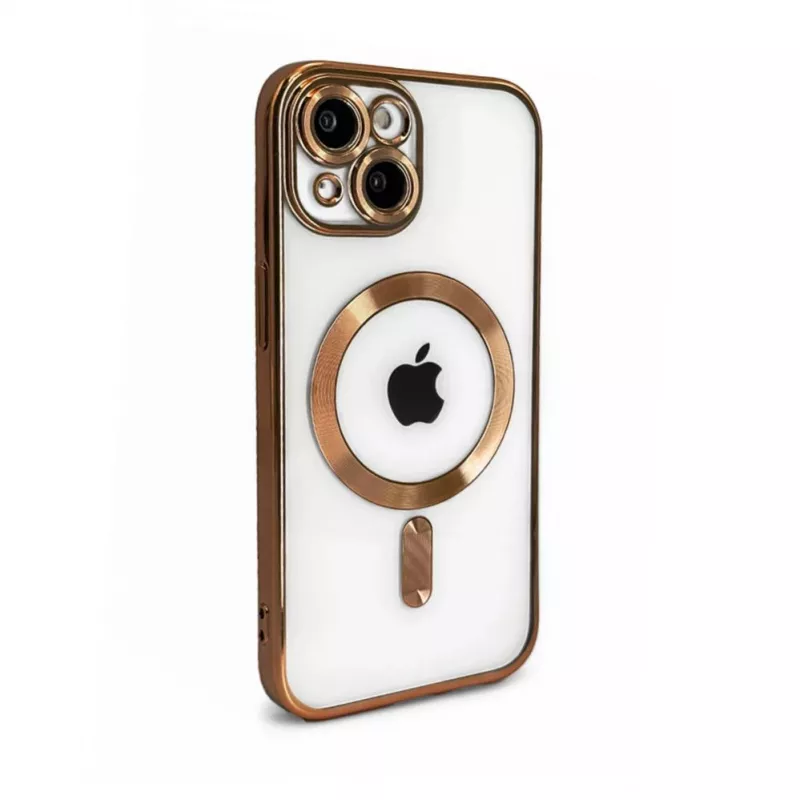 iLike Apple iPhone 15 elektroplakuotas TPU dėklas su MagSafe, permatomas auksinis