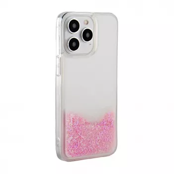 iLike Apple iPhone 15 Pro Max Silicone Case Water Glitter Pink