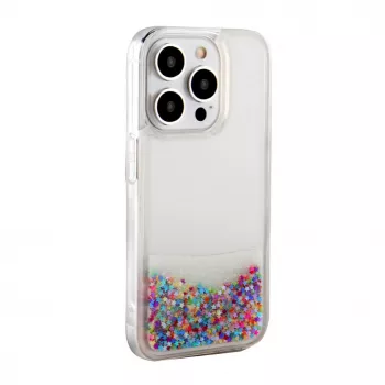 iLike Apple iPhone 15 Pro Max Silicone Case Water Glitter Rainbow
