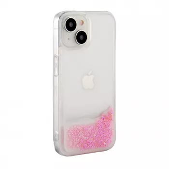 iLike Apple iPhone 15 Silicone Case Water Glitter Pink