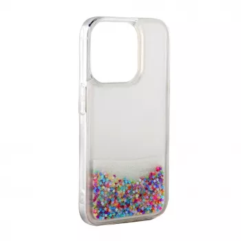 iLike Apple iPhone 15 Silicone Case Water Glitter Rainbow