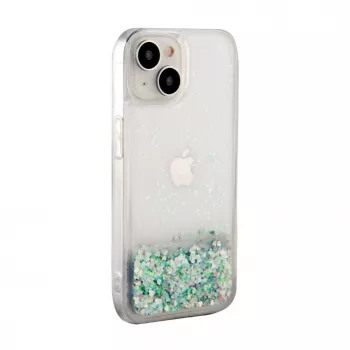iLike Apple iPhone 15 Silicone Case Water Glitter Silver