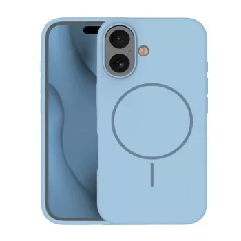 iLike Apple iPhone 16 Soft Touch Silicone dėklas su MagSafe šviesiai mėlynas