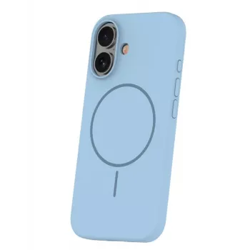 iLike Apple iPhone 16 Soft Touch Silicone dėklas su MagSafe šviesiai mėlynas