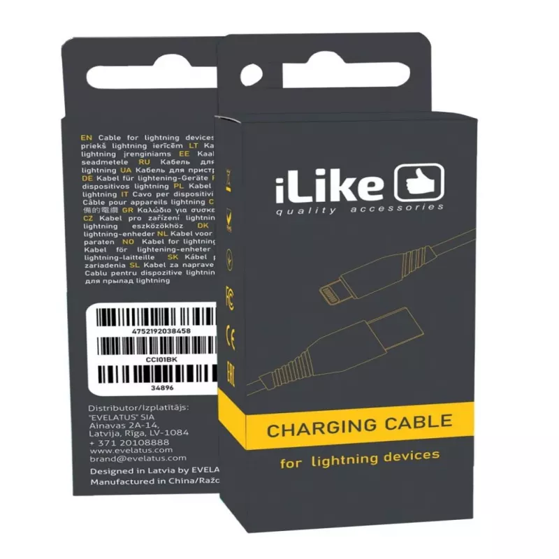 iLike įkrovimo laidas „Lightning“ įrenginiams CCI01 juodas