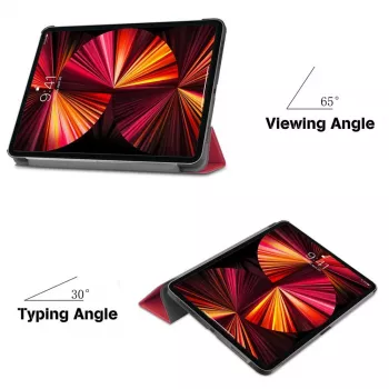 iLike Galaxy Tab A9 / A11 8,7 colio X110 Tri-Fold ekologiškos odos dėklas su stoveliu, koralų rožinė