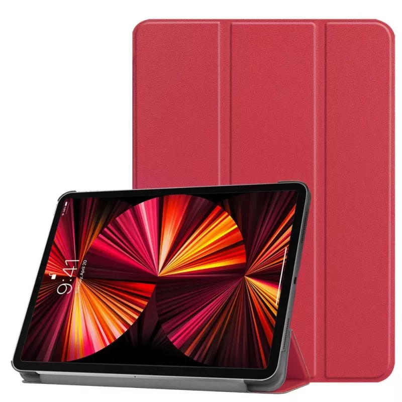 iLike Galaxy Tab A9 / A11 8,7 colio X110 Tri-Fold ekologiškos odos dėklas su stoveliu, koralų rožinė