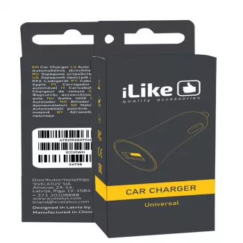 iLike ICC01 Baltas automobilinis įkroviklis su 1 USB-A prievadu, 5W