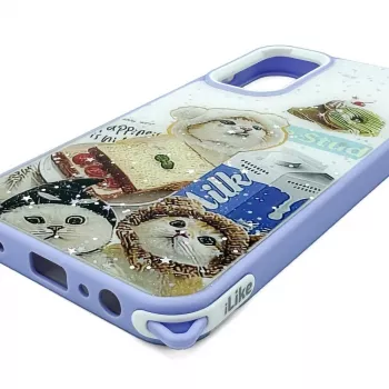iLike Samsung Galaxy A15 Epoxy Cartoon Cover Case Purple White