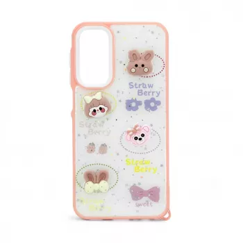iLike Samsung Galaxy A15 Epoxy Cartoon Cover White Pink