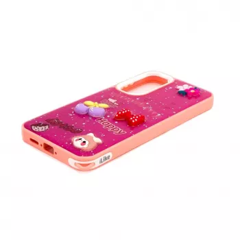 iLike Samsung Galaxy A55 Epoxy Cartoon Cover Rose Red