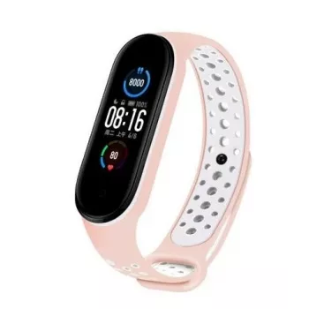 iLike Silicone Wristband Strap for Xiaomi Mi Band 5 Dots Pink White