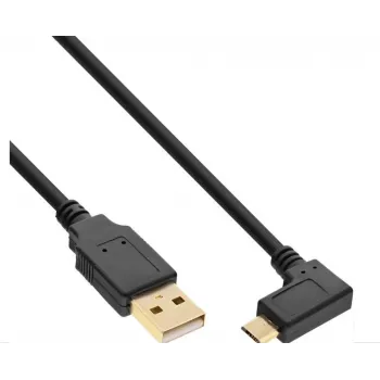 InLine Micro-USB 2.0 laidas, USB-A kištukas į Micro-B kištuką kampu, paauksuoti kontaktai, 0,5 m