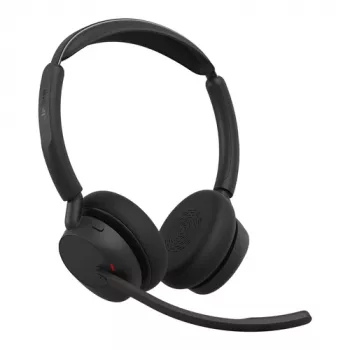 Jabra Evolve3 45 stereofoninis ausinių rinkinys su Link 390a USB-A adapteriu ir stovu, UC sertifikuotas, juodas