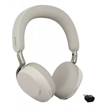 Jabra Evolve3 75 UC belaidžiai ausinių su triukšmo slopinimu ir Link 390c adapteriu (šilta pilka)