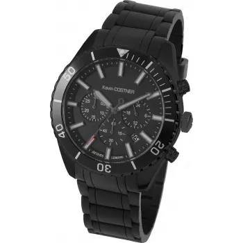JACQUES LEMANS KC-104B Unisex Analog Quartz Watch 44mm Black Dial Genuine Leather Strap
