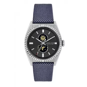 JASON HYDE MAN JH41001 Analoginis Kvarcinis Laikrodis 40mm Plieninis Korpusas Mėlynas Ciferblatas Ruda Odinis Dirželis