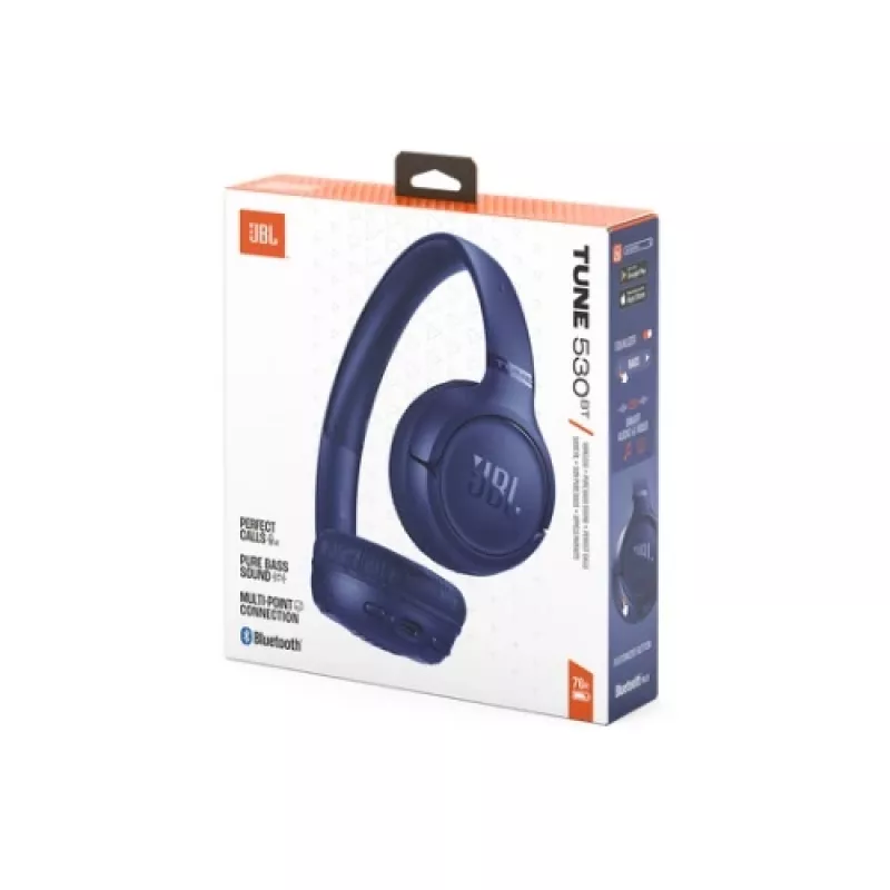 JBL Tune 530BT belaidės ausinės su Pure Bass, Bluetooth 5.3, 40 val. baterija, mėlynos