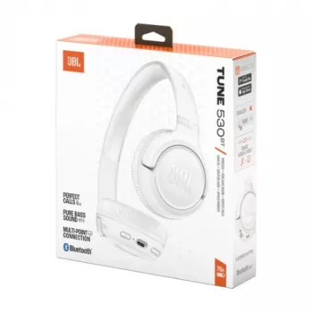 JBL Tune 530BT belaidės ant ausų ausinės su Pure Bass, Bluetooth 5.3, 57 val. baterija, sulankstomos – baltos