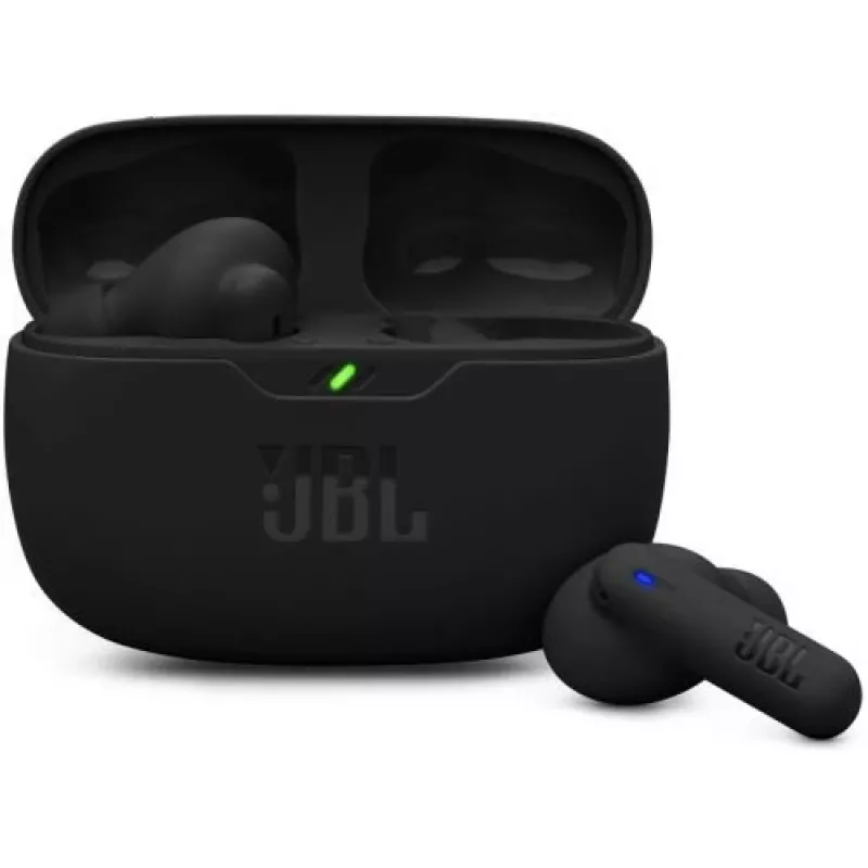 JBL Vibe Beam 2 belaidės ausinės su giliu bosu, IP54 atsparumu vandeniui, 32 val. baterija ir dvigubais mikrofonais - juodos