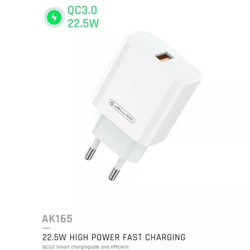Jellico AK-165 USB 22,5W QC 3.0 greitas įkroviklis 1x USB (5-12V) baltas