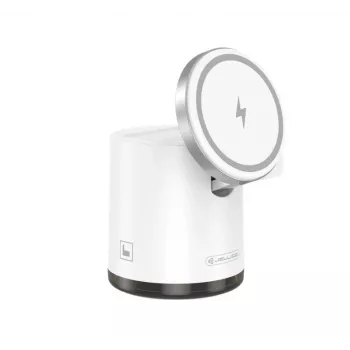 Jellico W22 4-in-1 belaidis įkroviklis MagSafe 15W iPhone + 3W Apple Watch + AirPods + LED lempa Baltas
