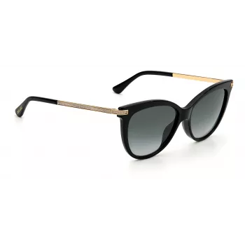 JIMMY CHOO AXELLEGS8079O Moteriški Drugelio Katės Akies Akiniai nuo Saulės - Juodas Rėmas Gradientiniai Pilki Lęšiai 56/16/145 mm